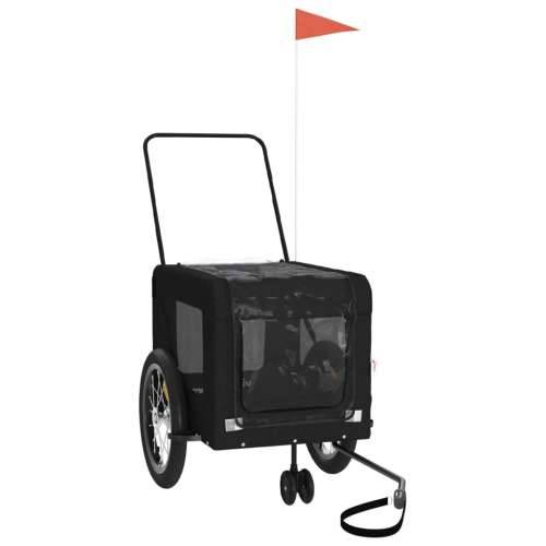 Prikolica za bicikl za ljubimce crna od tkanine i željeza - Crna 123 x 63 x 66 cm Cijena