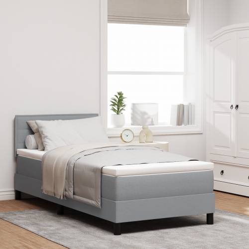 Box Spring Krevet s Dušekom Svijetlo Siva 90x190 cm Tkanina Cijena