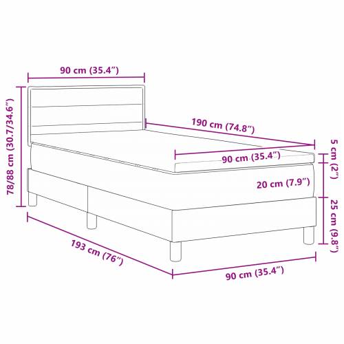 Box Spring Krevet s Dušekom Svijetlo Siva 90x190 cm Tkanina Cijena