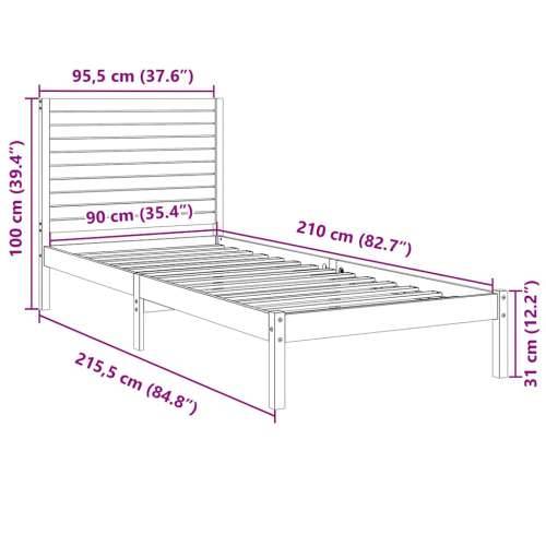 Dugi okvir kreveta bez madraca bijeli 90 x 210 cm masivno drvo - Bijela 90 x 210 cm Cijena