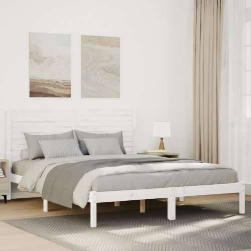 Dugi okvir kreveta bez madraca bijeli 140 x 210 cm masivno drvo - Bijela 140 x 210 cm Cijena