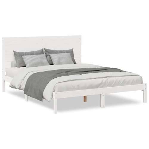 Dugi okvir kreveta bez madraca bijeli 140 x 210 cm masivno drvo - Bijela 140 x 210 cm Cijena