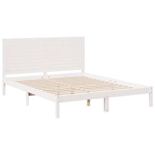 Dugi okvir kreveta bez madraca bijeli 140 x 210 cm masivno drvo - Bijela 140 x 210 cm Cijena