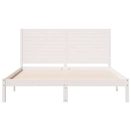 Dugi okvir kreveta bez madraca bijeli 140 x 210 cm masivno drvo - Bijela 140 x 210 cm Cijena
