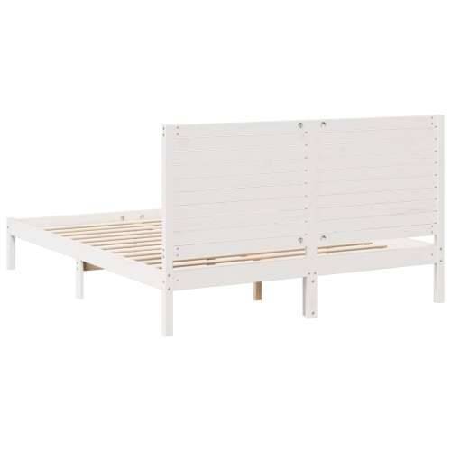 Dugi okvir kreveta bez madraca bijeli 140 x 210 cm masivno drvo - Bijela 140 x 210 cm Cijena