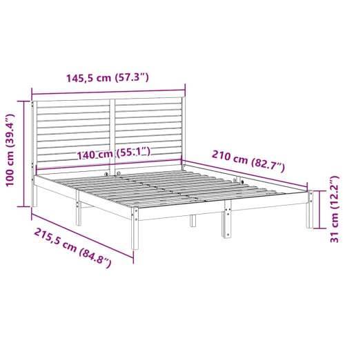 Dugi okvir kreveta bez madraca bijeli 140 x 210 cm masivno drvo - Bijela 140 x 210 cm Cijena