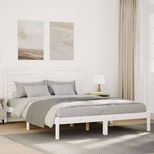 Dugi okvir kreveta bez madraca bijeli 140 x 220 cm masivno drvo - Bijela 140 x 220 cm Cijena