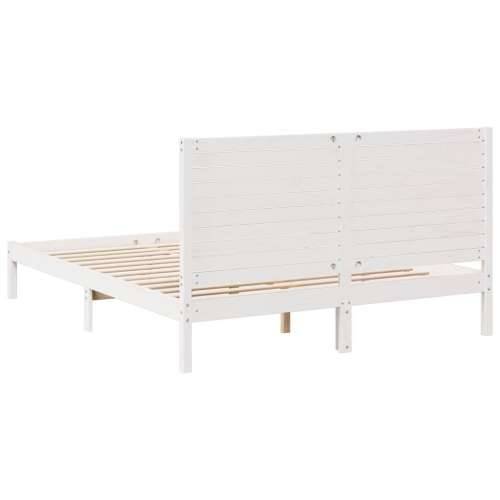 Dugi okvir kreveta bez madraca bijeli 140 x 220 cm masivno drvo - Bijela 140 x 220 cm Cijena