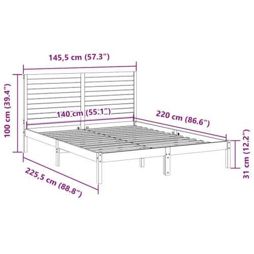 Dugi okvir kreveta bez madraca bijeli 140 x 220 cm masivno drvo - Bijela 140 x 220 cm Cijena