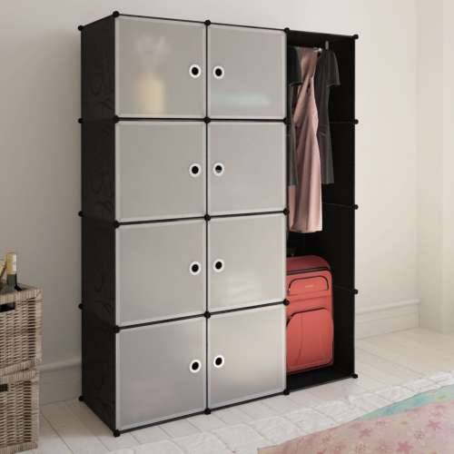 240497 Modular Cabinet with 9 Compartments 37x115x150 cm Black and White Cijena