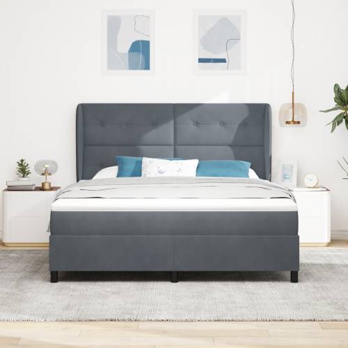 Box Spring Krevet s Madracem Tamno Siva 180x200 cm Baršun Cijena