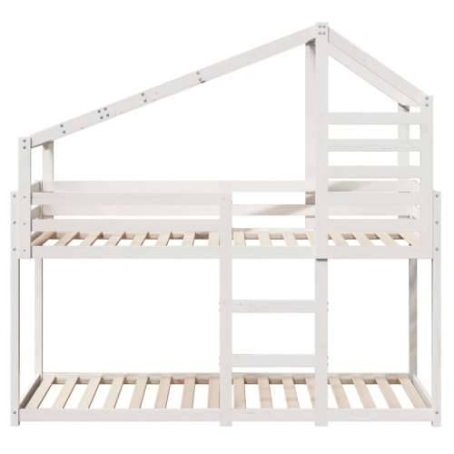 Krevet na kat s krovom bijeli 90 x 190 cm od masivne borovine - Bijela 90 x 190 cm Cijena