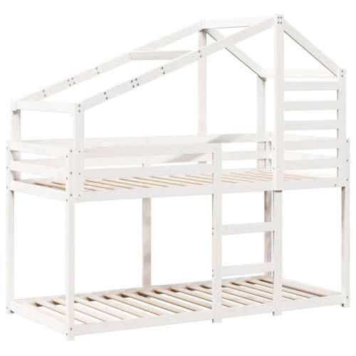 Krevet na kat s krovom bijeli 90 x 190 cm od masivne borovine - Bijela 90 x 190 cm Cijena