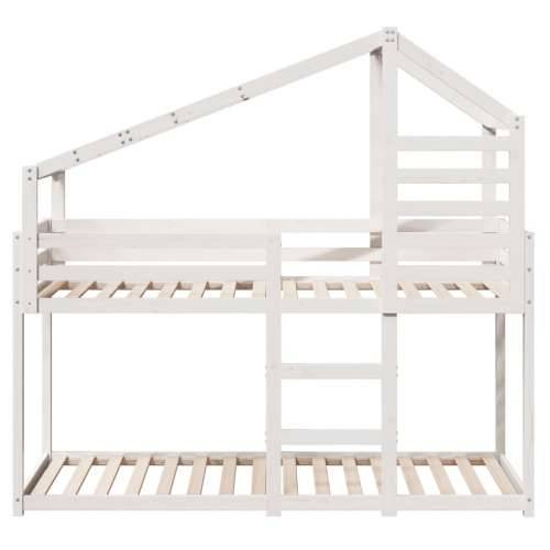 Krevet na kat s krovom bijeli 90 x 190 cm od masivne borovine - Bijela 90 x 190 cm Cijena