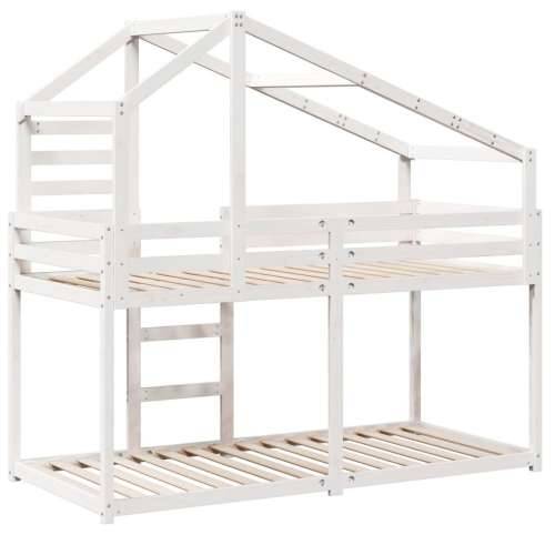 Krevet na kat s krovom bijeli 90 x 190 cm od masivne borovine - Bijela 90 x 190 cm Cijena