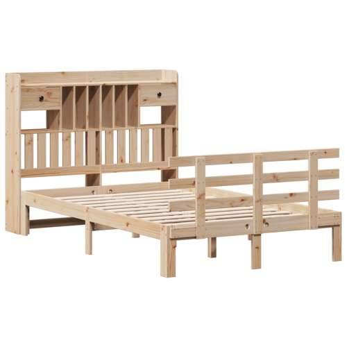 Krevet s regalom za knjige bez madraca 135x190 cm od borovine - Prirodna 135 x 190 cm Cijena