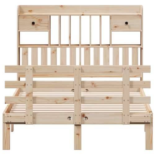 Krevet s regalom za knjige bez madraca 135x190 cm od borovine - Prirodna 135 x 190 cm Cijena