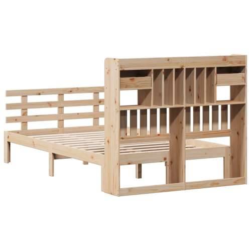 Krevet s regalom za knjige bez madraca 135x190 cm od borovine - Prirodna 135 x 190 cm Cijena