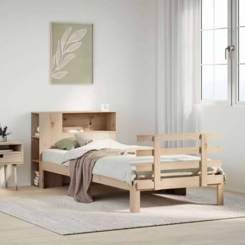 Krevet s regalom za knjige bez madraca 75x190 cm borovina - Prirodna 75 x 190 cm Cijena