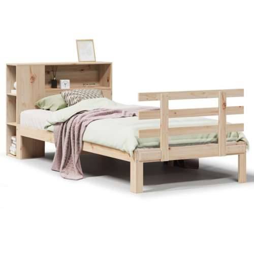 Krevet s regalom za knjige bez madraca 75x190 cm borovina - Prirodna 75 x 190 cm Cijena