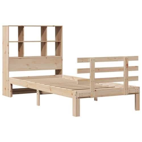 Krevet s regalom za knjige bez madraca 90x200 cm od borovine - Prirodna 90 x 200 cm Cijena