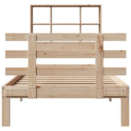 Krevet s regalom za knjige bez madraca 90x200 cm od borovine - Prirodna 90 x 200 cm Cijena