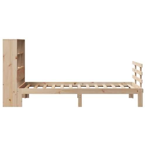 Krevet s regalom za knjige bez madraca 90x200 cm od borovine - Prirodna 90 x 200 cm Cijena