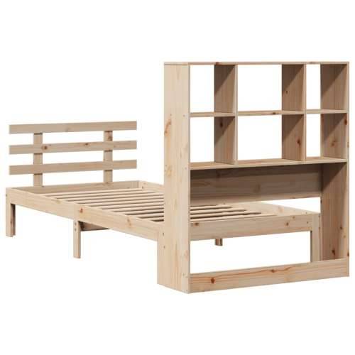 Krevet s regalom za knjige bez madraca 90x200 cm od borovine - Prirodna 90 x 200 cm Cijena