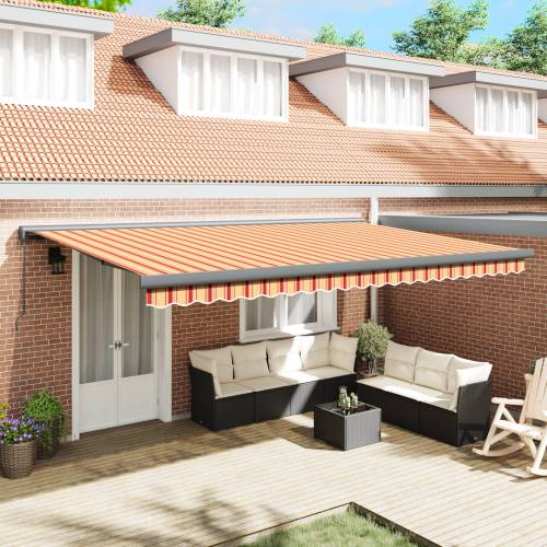 Ručna povlačna tenda žuta i narančasta 500x300 cm Cijena