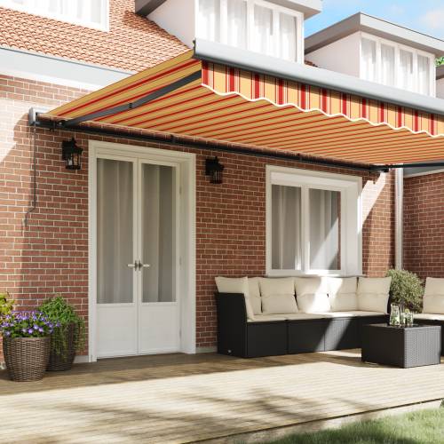Ručna povlačna tenda žuta i narančasta 500x300 cm Cijena