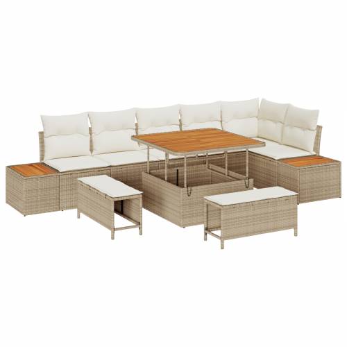 Set vrtnih sofa s jastučićima bež Poli ratan Akacija Cijena
