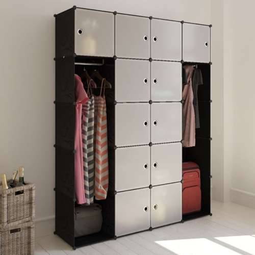 240499 Modular Cabinet with 14 Compartments Black and White 37 x 146 x 180,5 cm Cijena