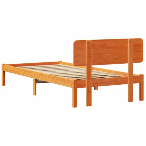 Krevetni okvir s uzglavljem Vosak smeđi 75x190 cm Čvrsto drvo bora Cijena