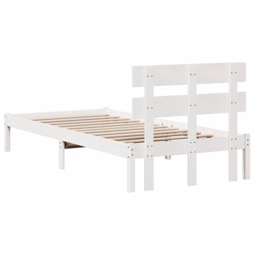 Krevet s okvirom s naslonom bijeli 80x200 cm od masivnog drva borovine Cijena