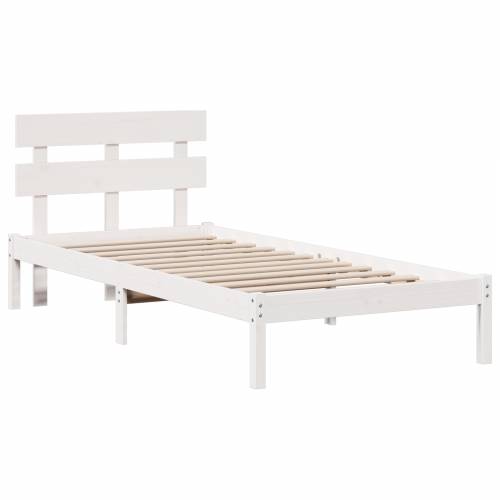 Krevetna konstrukcija s naslonom Bijela 90x200 cm Solidno drvo Bor Cijena