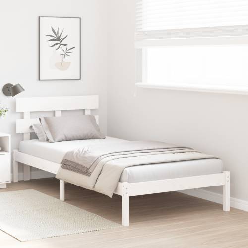 Krevetna konstrukcija s naslonom Bijela 90x200 cm Solidno drvo Bor Cijena