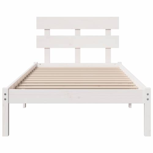 Krevetna konstrukcija s naslonom Bijela 90x200 cm Solidno drvo Bor Cijena