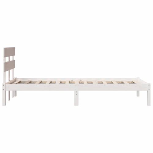 Krevetna konstrukcija s naslonom Bijela 90x200 cm Solidno drvo Bor Cijena