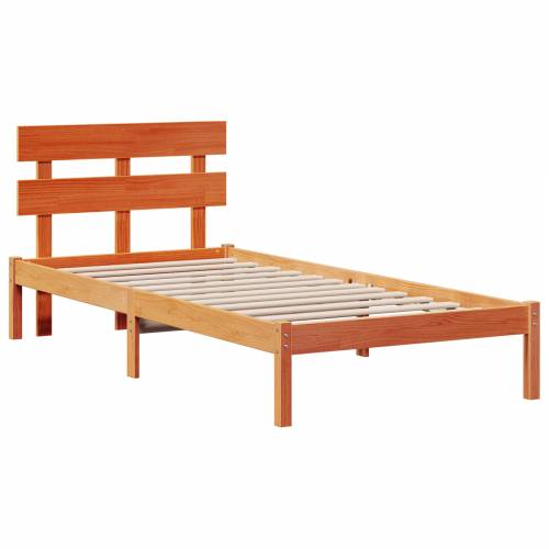 Krevetna konstrukcija s uzglavljem Vosak smeđa 75x190 cm Čvrsto drvo borovine Cijena