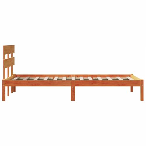 Krevetna konstrukcija s uzglavljem Vosak smeđa 75x190 cm Čvrsto drvo borovine Cijena