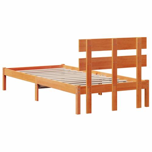 Krevetna konstrukcija s uzglavljem Vosak smeđa 75x190 cm Čvrsto drvo borovine Cijena