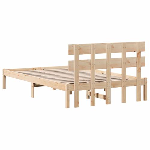 Krevetna Konstrukcija s Naslonom 140x190 cm Od Čvrstog Drva Cijena