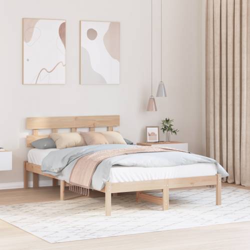 Krevetna Konstrukcija s Naslonom 135x190 cm Masivna Borovina Cijena
