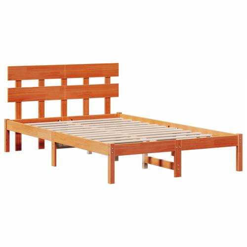 okvir kreveta s uzglavljem voskasti smeđi 135x190 cm od masivne borovine Cijena