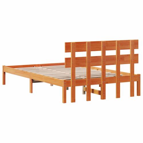 okvir kreveta s uzglavljem voskasti smeđi 135x190 cm od masivne borovine Cijena