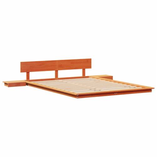 Krevet s podnom konstrukcijom s noćnim ormarićima u boji voska 150x200cm od čvrstog drva Cijena