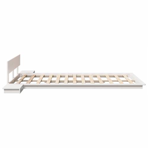 Floor Krevet s Noćnim Ormarićima Bijeli 120x200cm Čvrsto Drvo Cijena