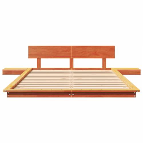Krevetna platforma s noćnim ormarićima Vosak smeđa 120x200cm Čvrsto drvo Cijena
