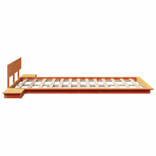 Krevetna platforma s noćnim ormarićima Vosak smeđa 120x200cm Čvrsto drvo Cijena