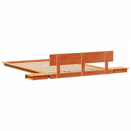Krevetna platforma s noćnim ormarićima Vosak smeđa 120x200cm Čvrsto drvo Cijena